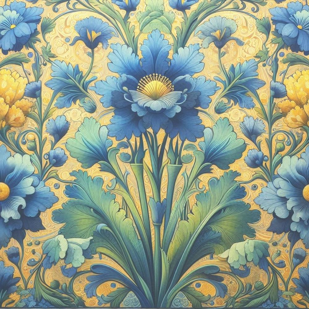 Blue And Yellow Flowers William Morris