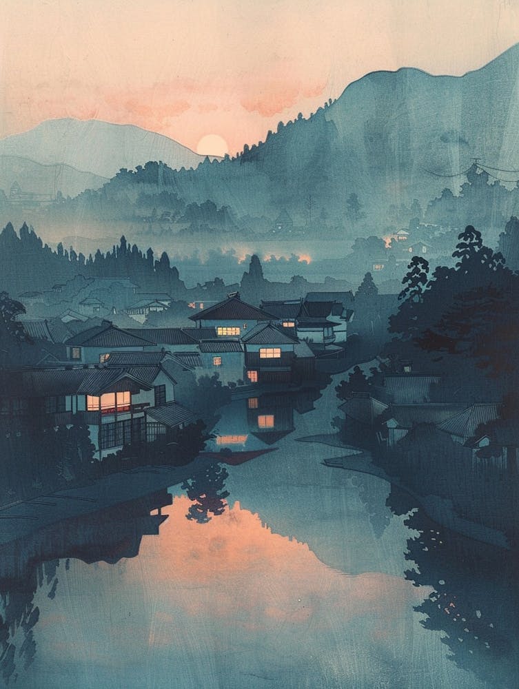 Yamagata Japan 2 Retro Illustration