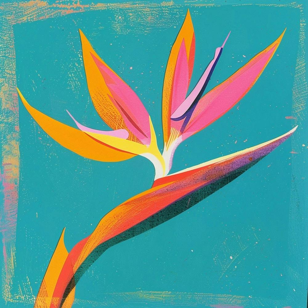 Bird Of Paradise 2 Square Flower Illustration