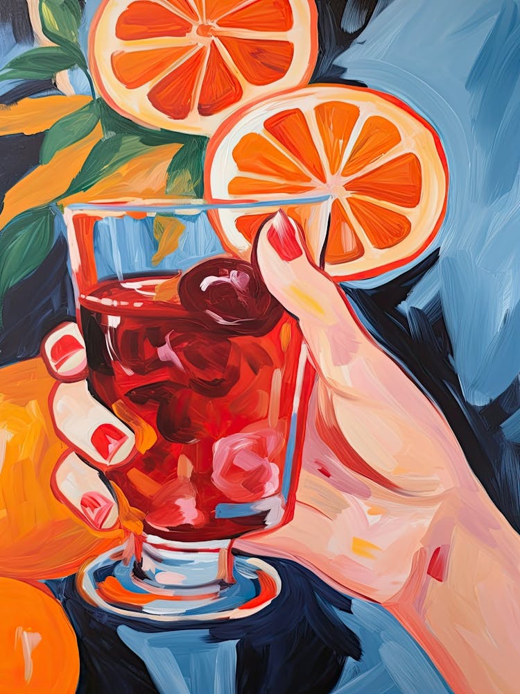Colourful Hand Holding An Oranges Cocktail