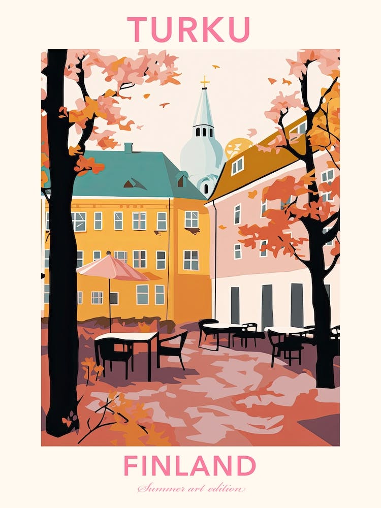 Turku, Finland, Flat Pastels Tones Illustration 1 Poster