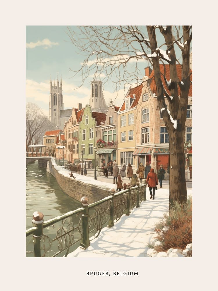 Affiche Vintage Hiver - Bruges Belgique 3