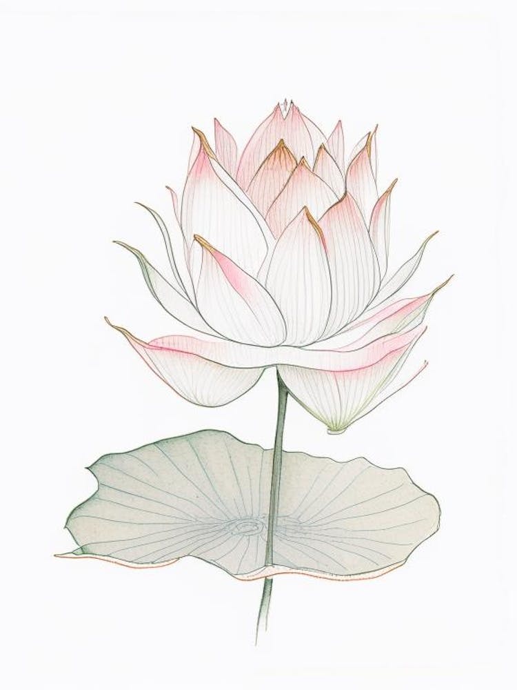 Sacred Lotus Pencil Illustration 3