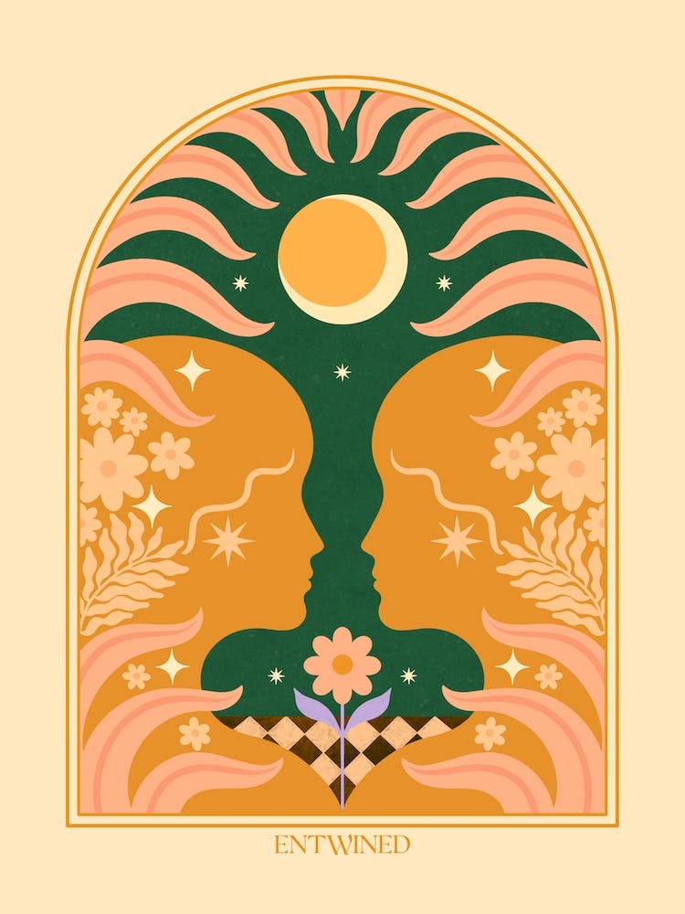 Entwined Soulmate Floral Celestial  