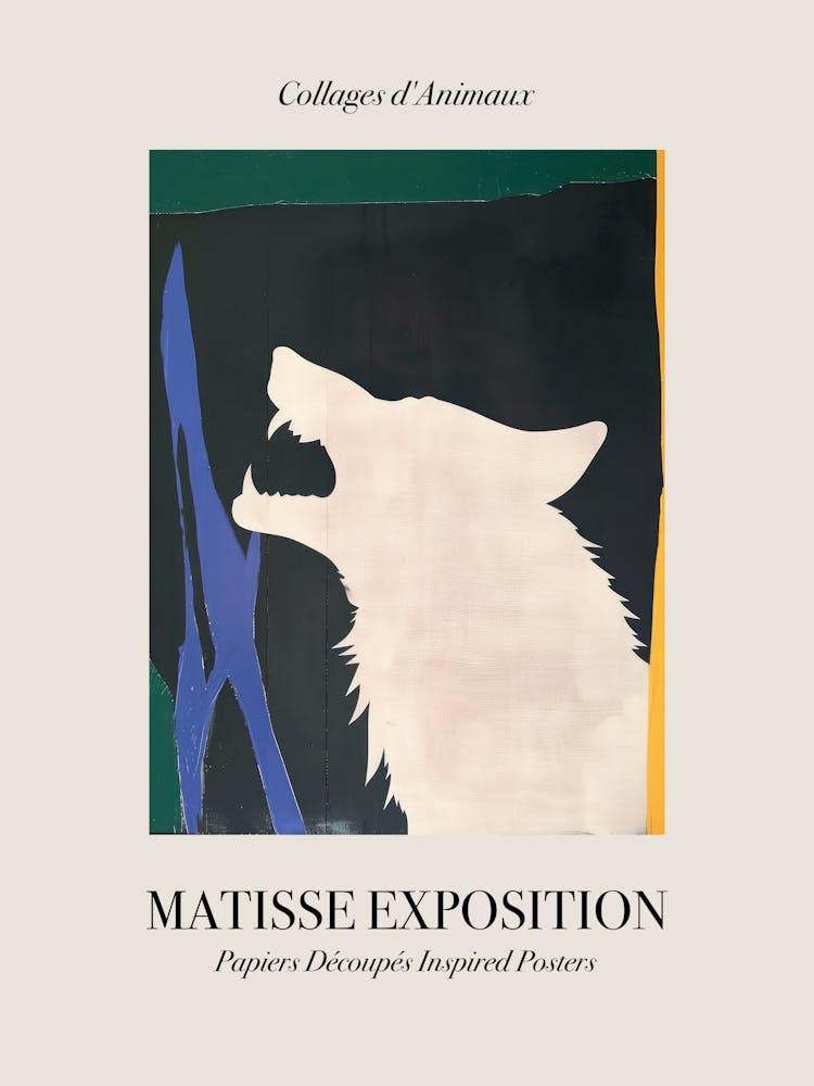 Wolf 4 Matisse-inspiriertes Ausstellungs-Tierplakat