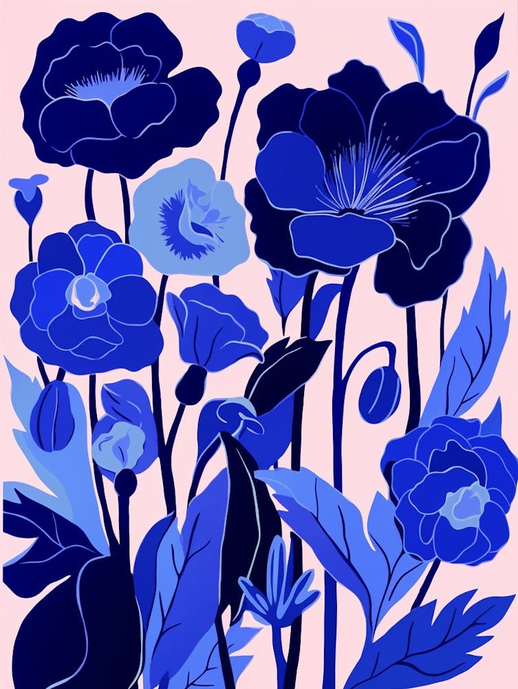Blue Flower Illustration Lisianthus 1