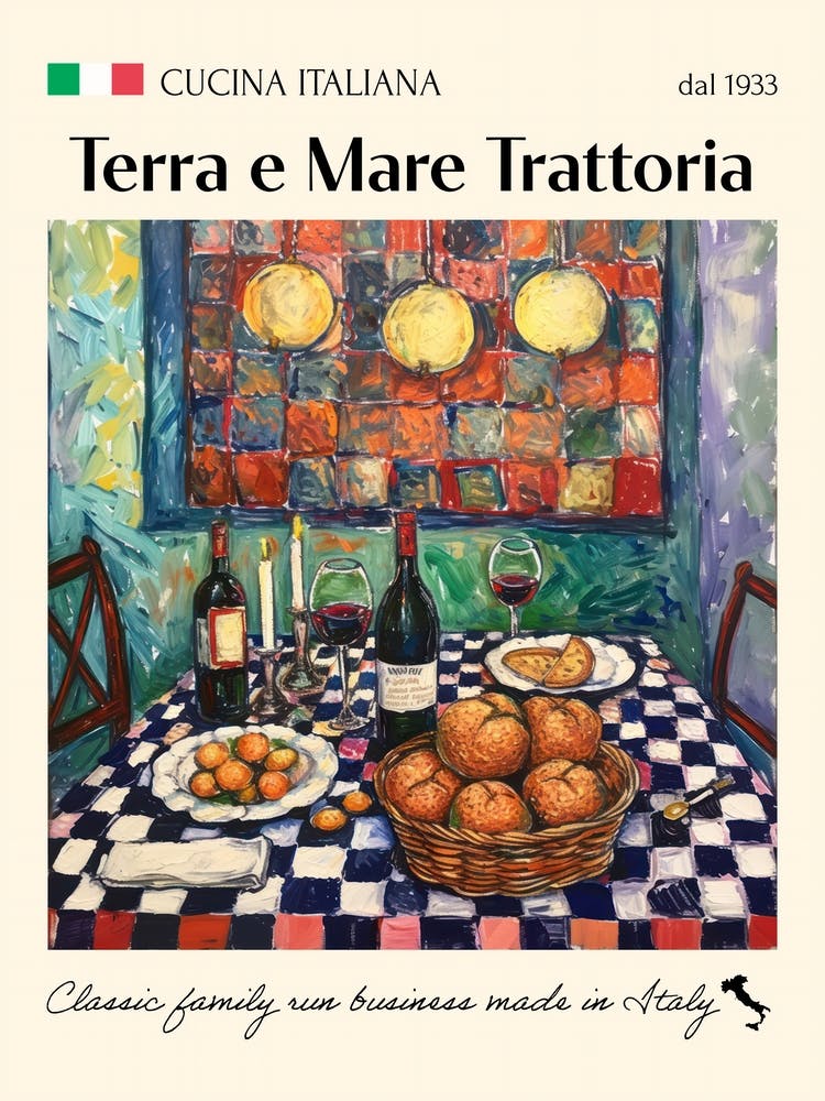 Terra E Mare Trattoria Trattoria Italian Poster Food Kitchen