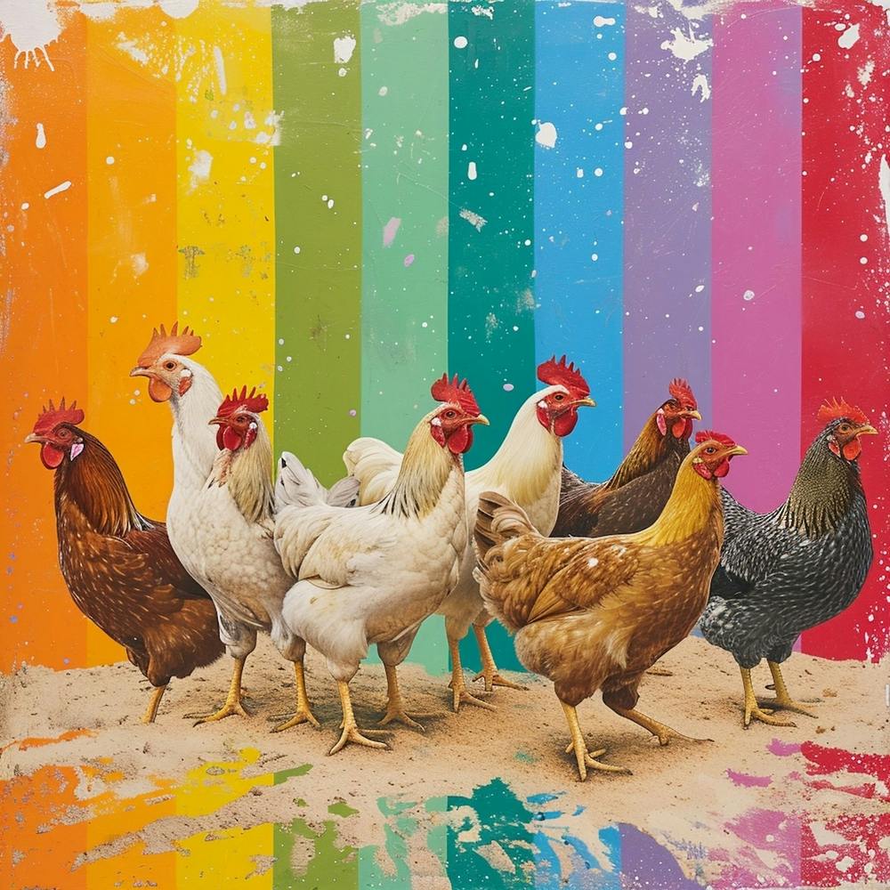 Rainbow Stripe Chicken Collage 1