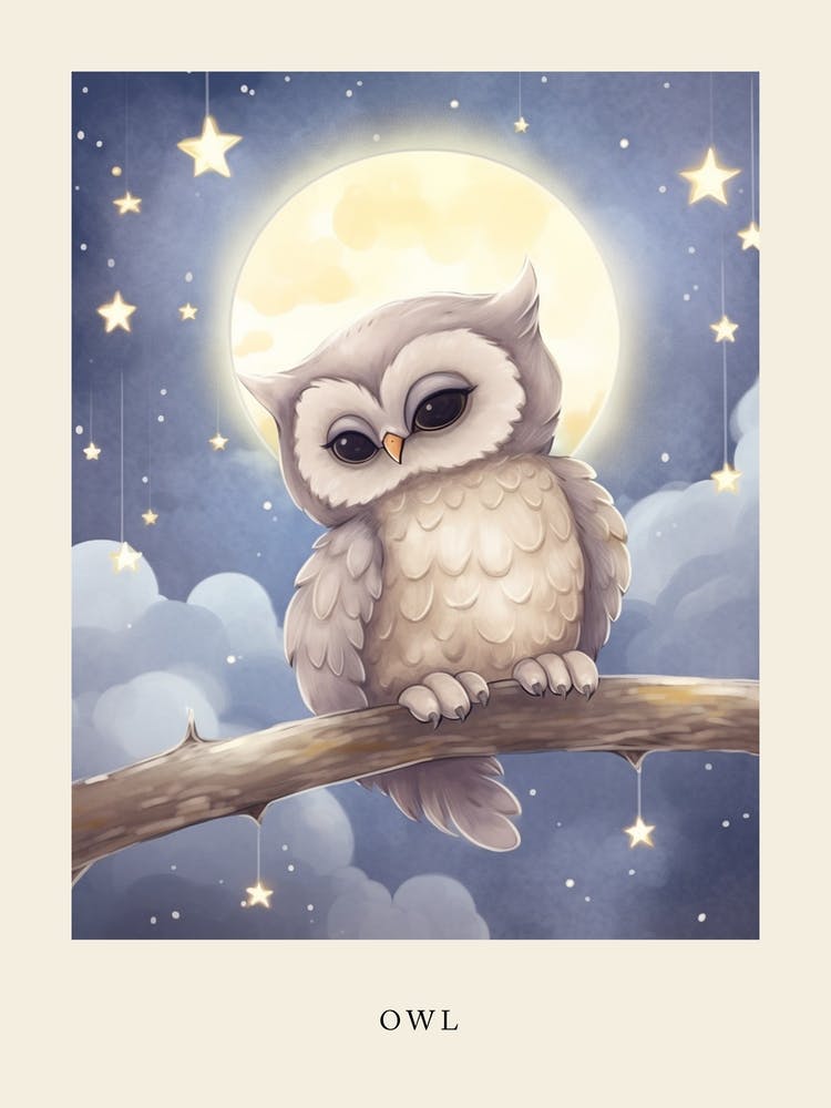 Schlafende Baby-Eule Kinderzimmer Poster