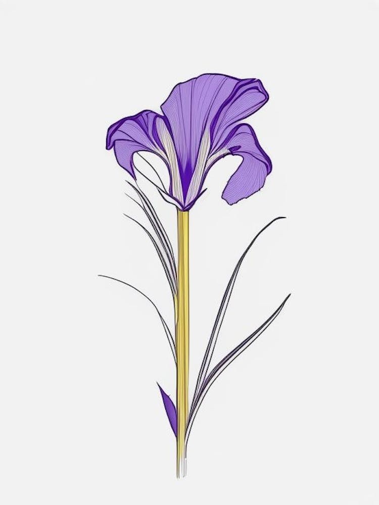 Iris Blumen Minimalistische Linienzeichnung 3 Blumen