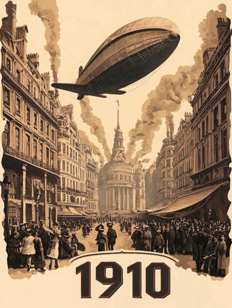 Aihrgdesign A Vintage Poster Of An Early Airship Soaring Abov 6328427d C75f 4f91 B237 4e9968662149 1