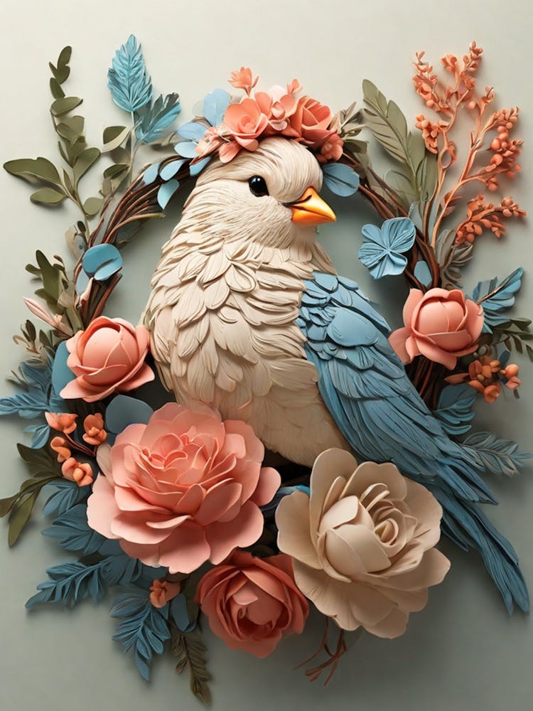 Bird With Flowers 1