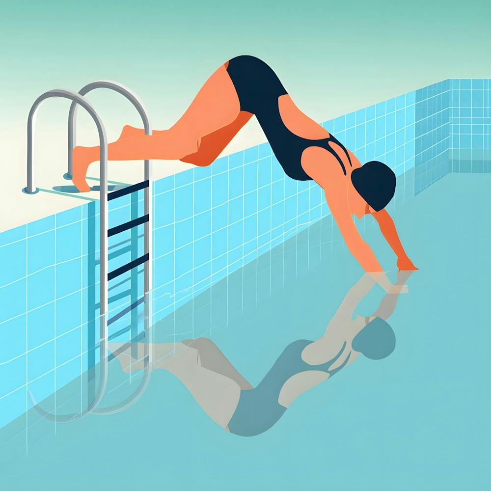 Swimmer Diving into a Pool: Dynamic Illustration of Water Sports