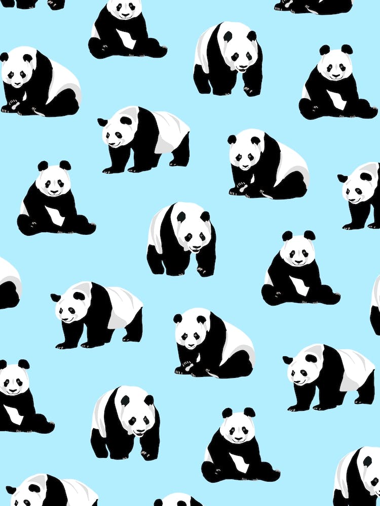 Panda Bears Pattern Blue