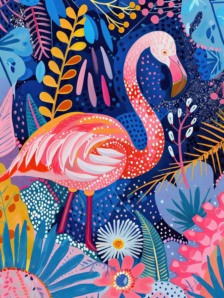 Midnight Flamingo Matisse Style