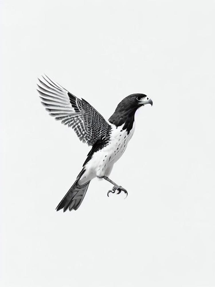 Falcon B&W Pencil Drawing 1 Bird