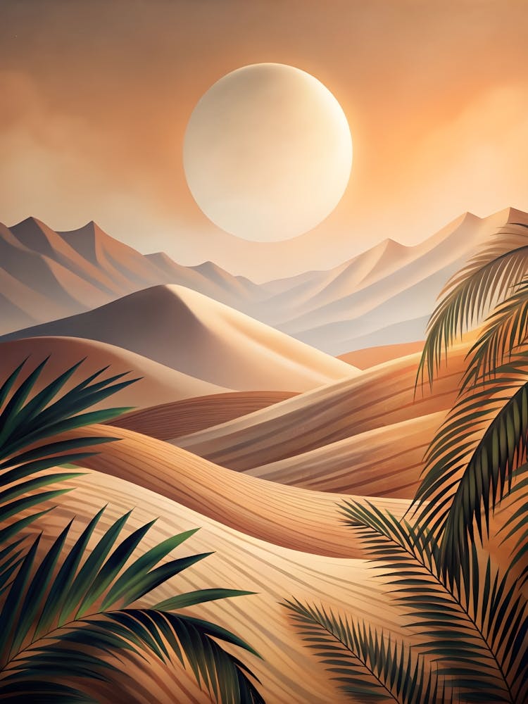 Desert Landscape With Palm Trees 7