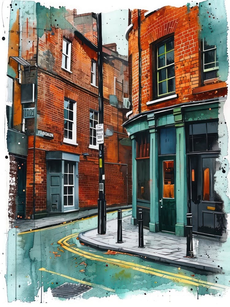 Greenwich London Borough   Street Watercolour 3