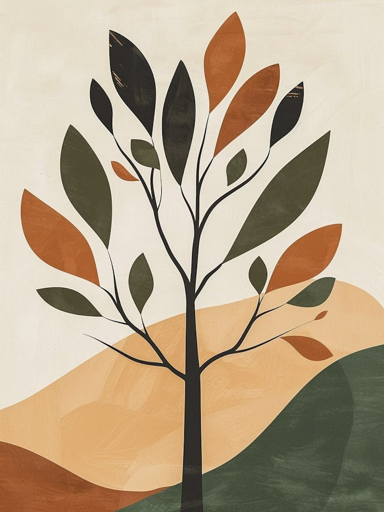 Teak Tree Minimal Japandi Illustration 4