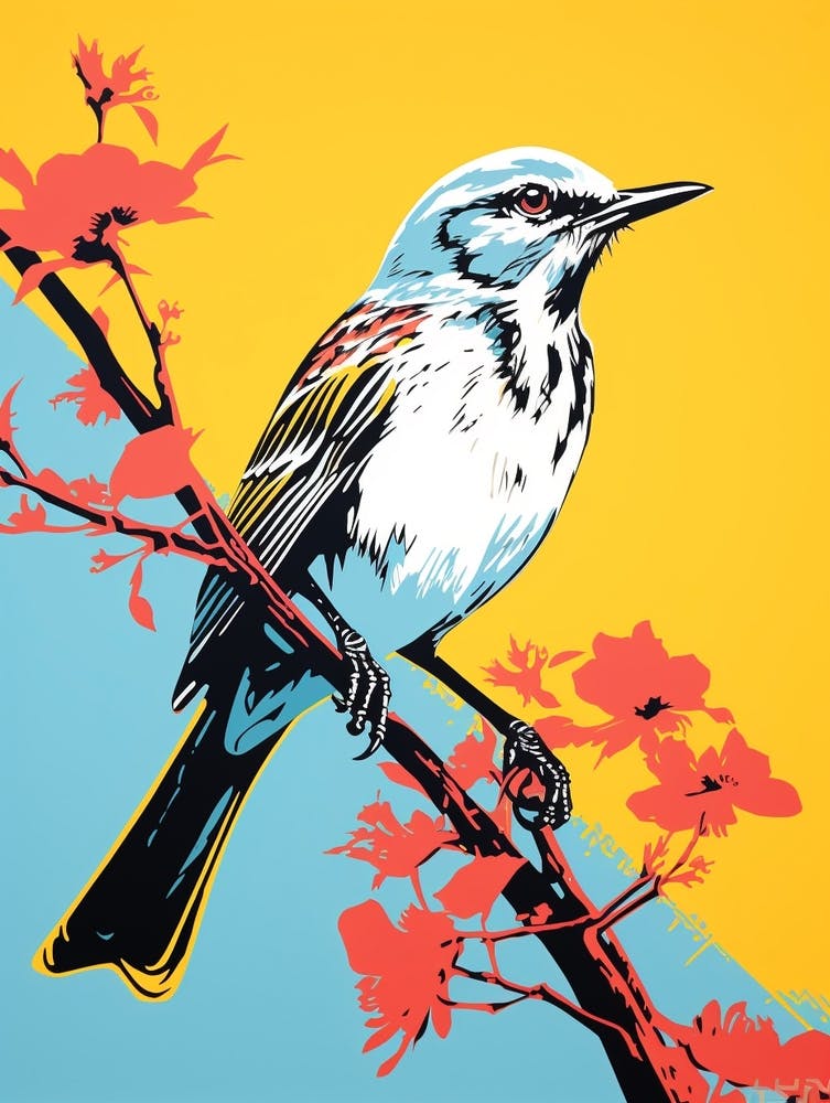 Andy Warhol Style Bird Mockingbird 2