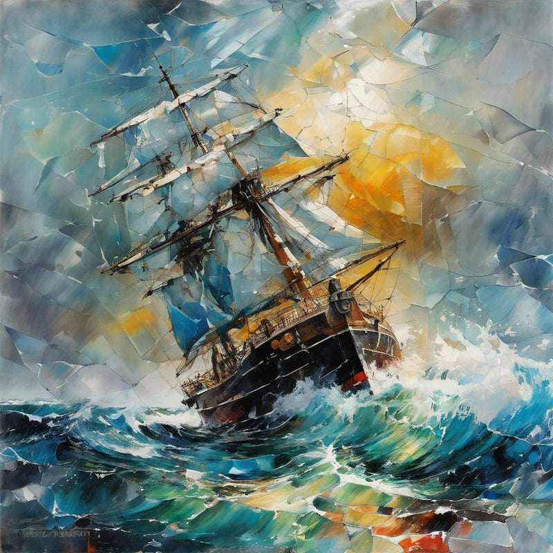 Sailing Ship In Rough Seas