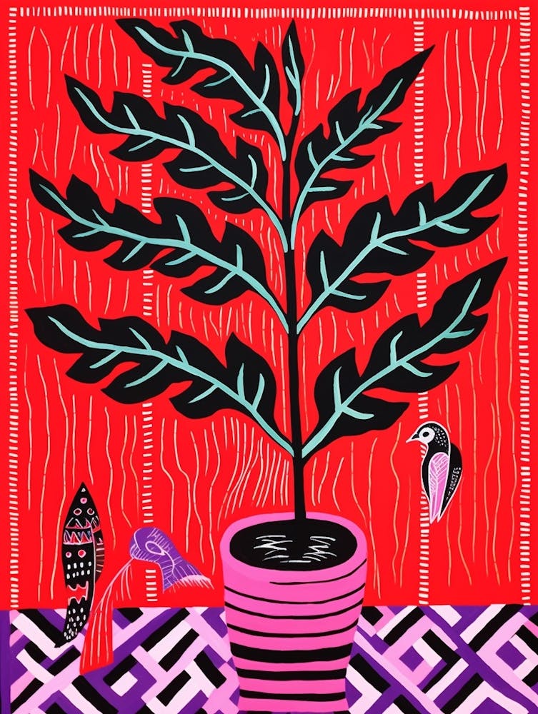 Pink And Red Plant Illustration Zz Plant 1
