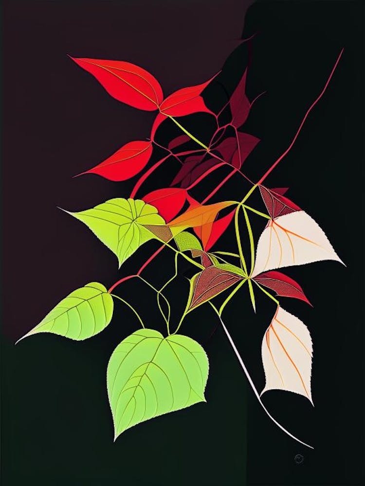 Western Poison Ivy Minimal Line Drawing 1