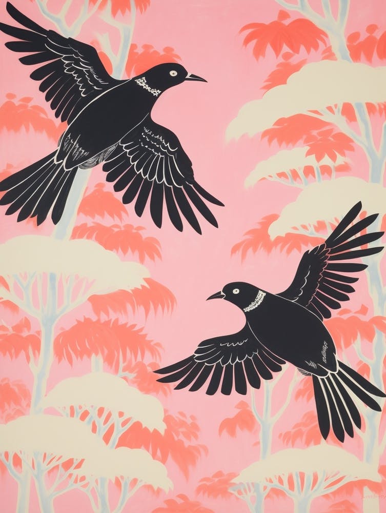 Vintage Japanese Inspired Bird Print Kiwi 1