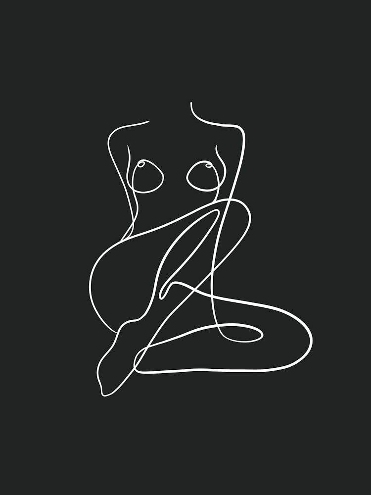 Line Drawing Of A Woman Dark