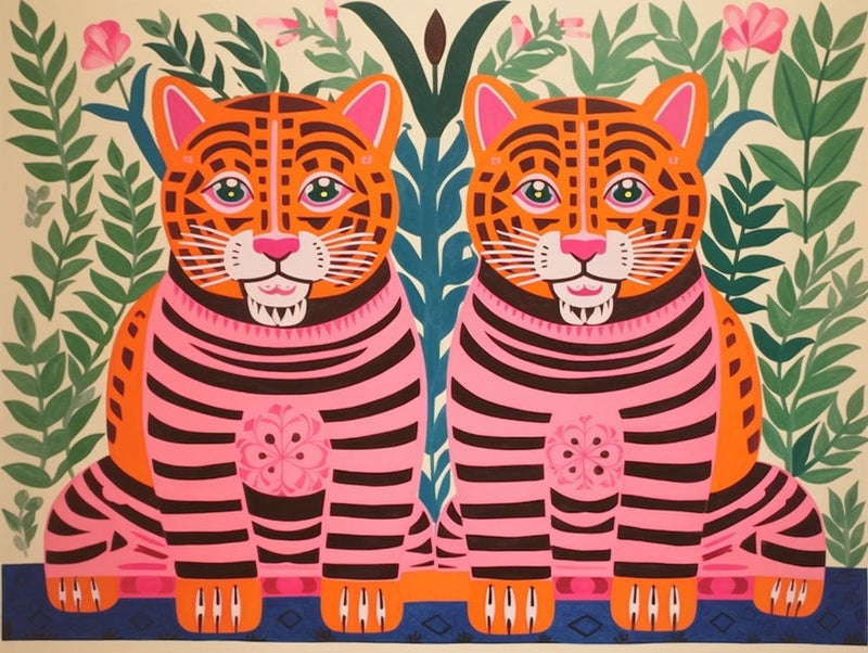 Tiger 1 Folk Style Animal Illustration