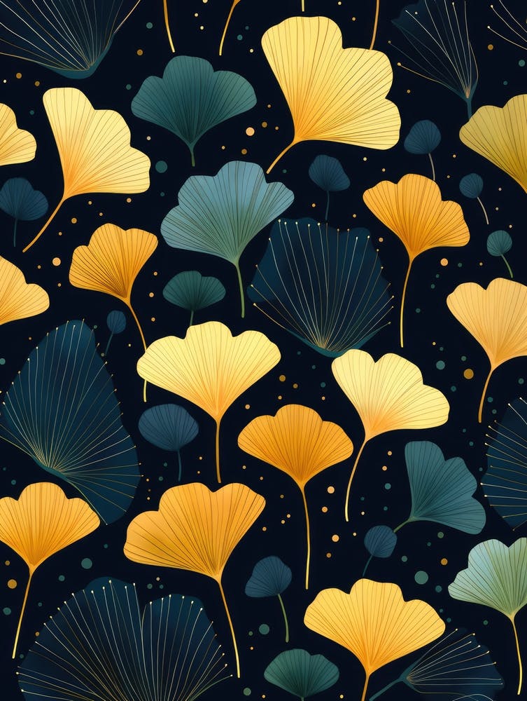 Ginkgo Leaves Seamless Pattern