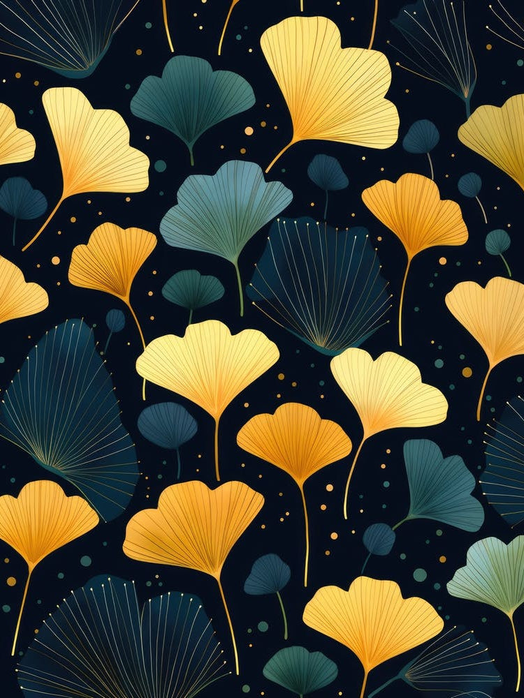 Ginkgo Leaves Seamless Pattern