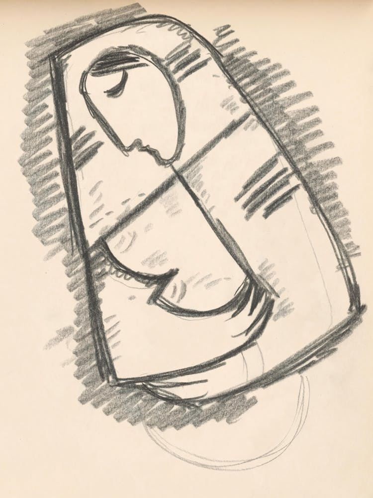 Study Of A Woman In A Scarf Composed On The Diagonal, Mikuláš Galanda