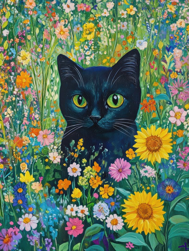 Black Cat In The Meadow