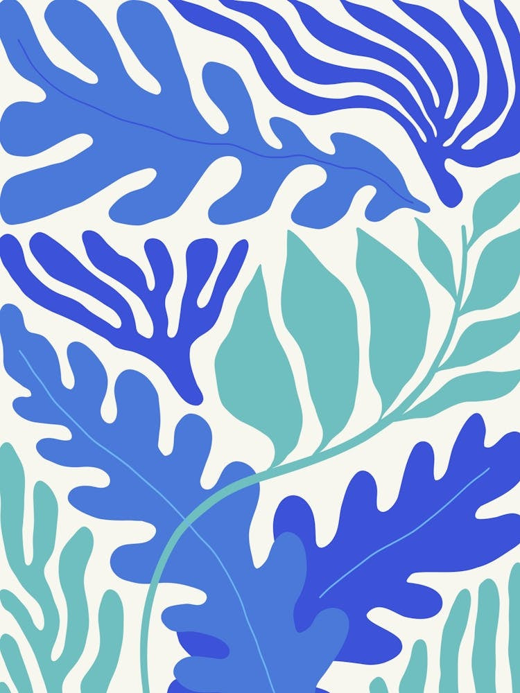 Blue and Green Coral Reef Ocean Collection Boho