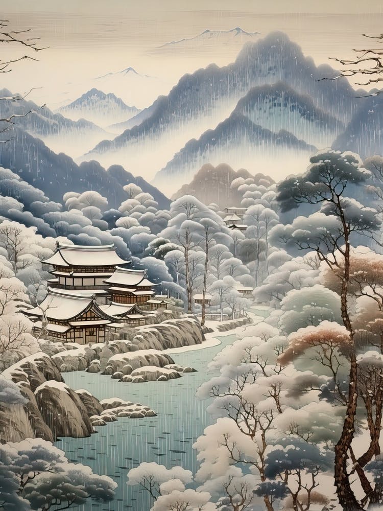 Shirakawa Go In Gifu, Ukiyo E Drawing 4