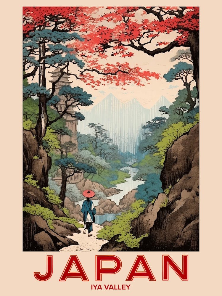 Iya Valley, Visit Japan Vintage Travel Art 3