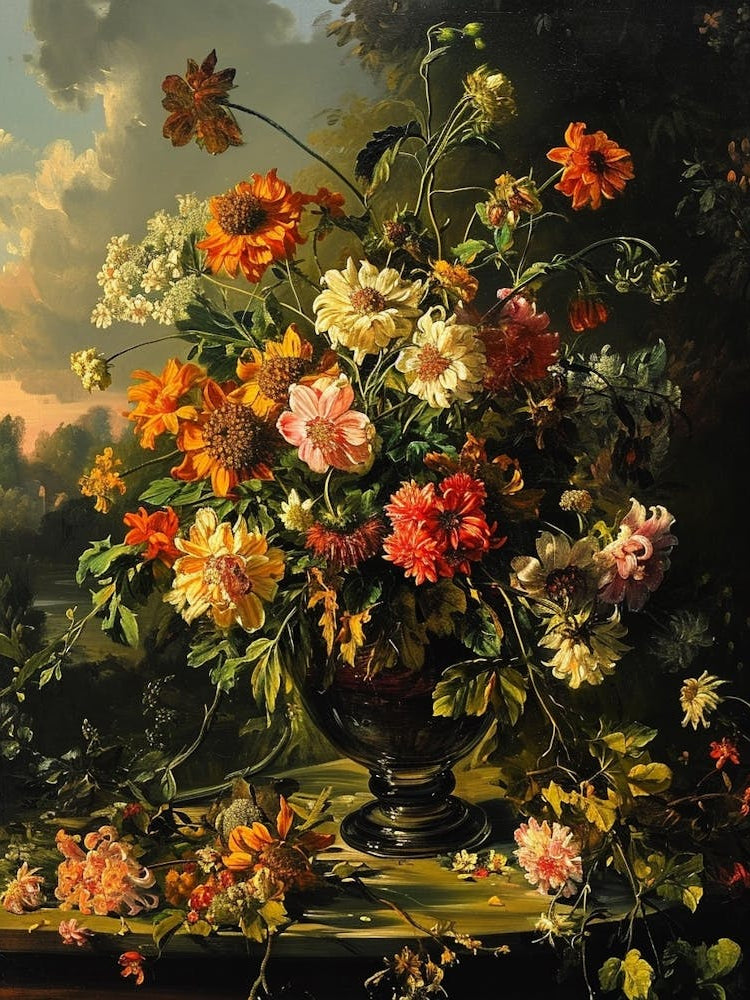 Baroque Floral Still Life Coneflower 4