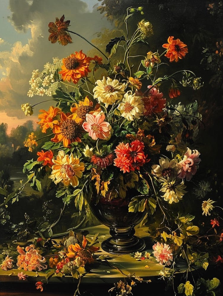 Baroque Floral Still Life Coneflower 4