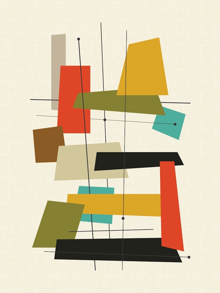 Mid Century Modern Abstract Shapes Pattern 2