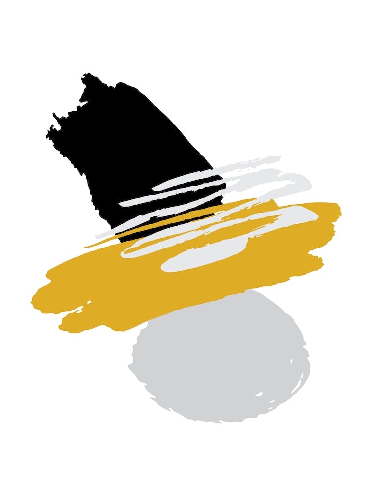 Mustard and Black Abstract Paint Shapes