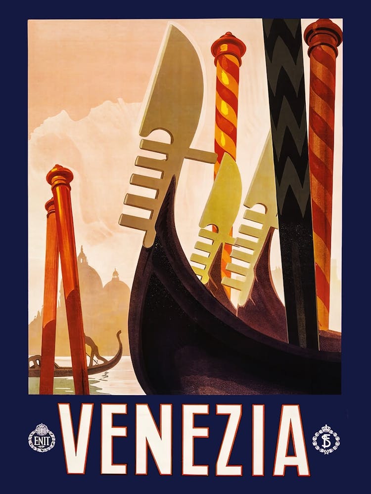 Vintage Italian Venezia Venice Gondola