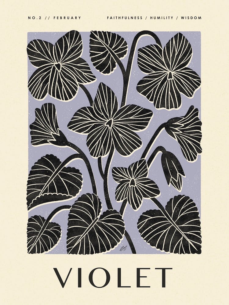 Rustic February Birth Flower Violet Black Purple