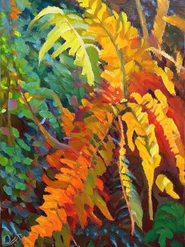 Autumn Fern Cézanne Style