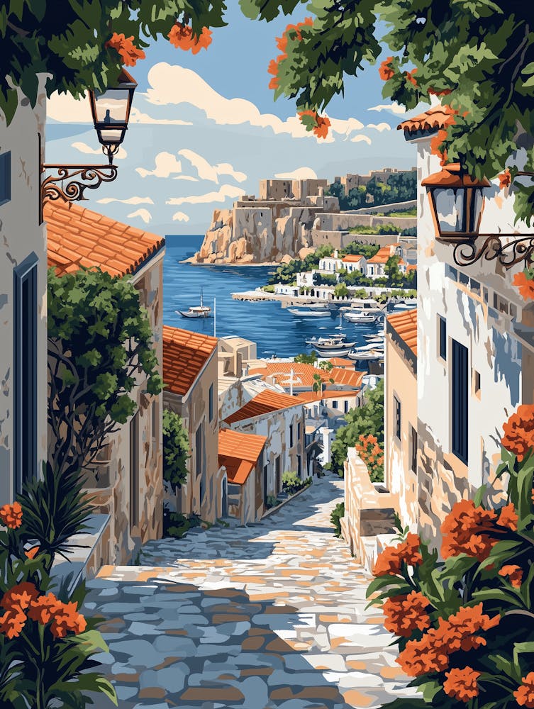 Eine Illustration im Boho-Stil von Rhodos 1