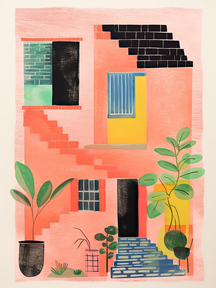 A House In Buenos Aires, Abstract Risograph Style 4
