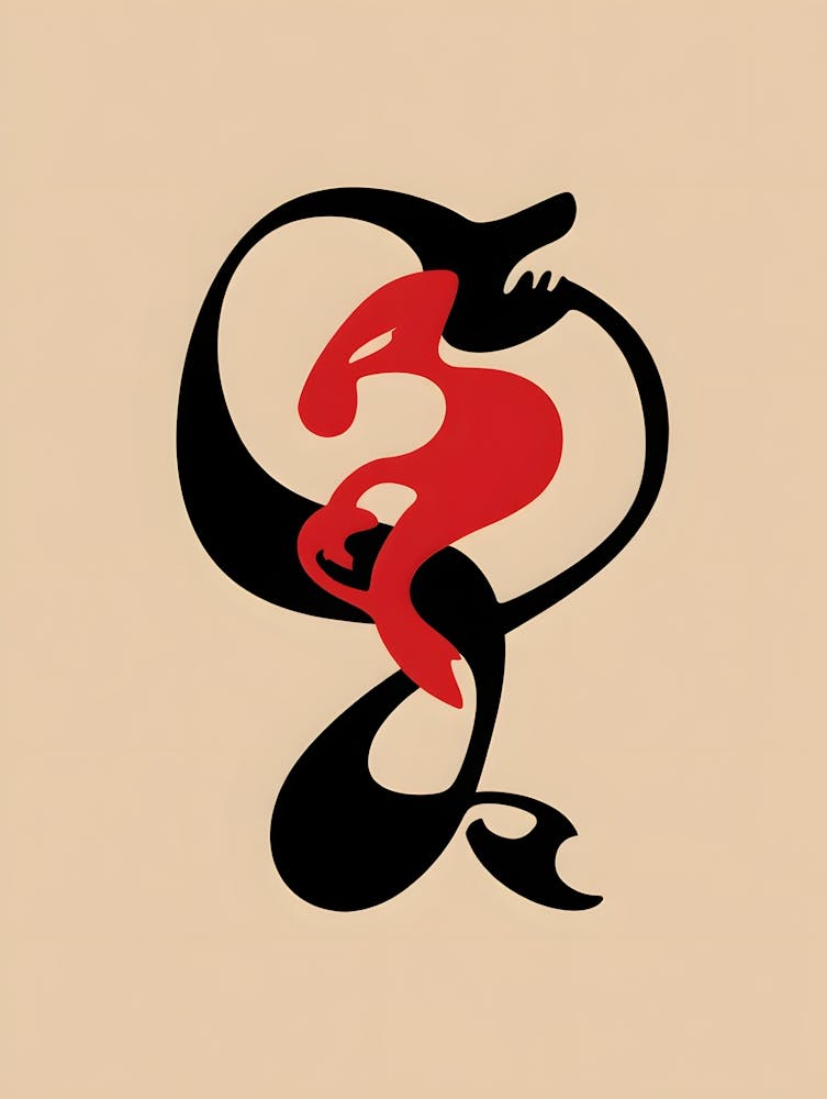 Abstract Dragon Style - Black and Red Swirling Design