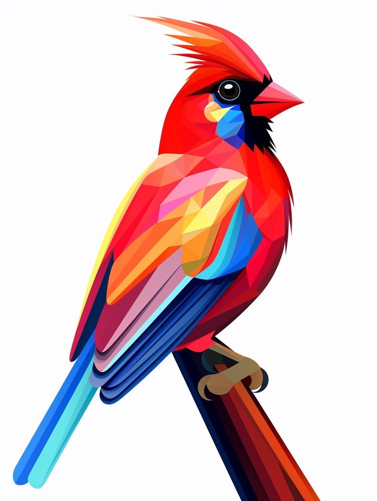 Colourful Geometric Bird Cardinal 1