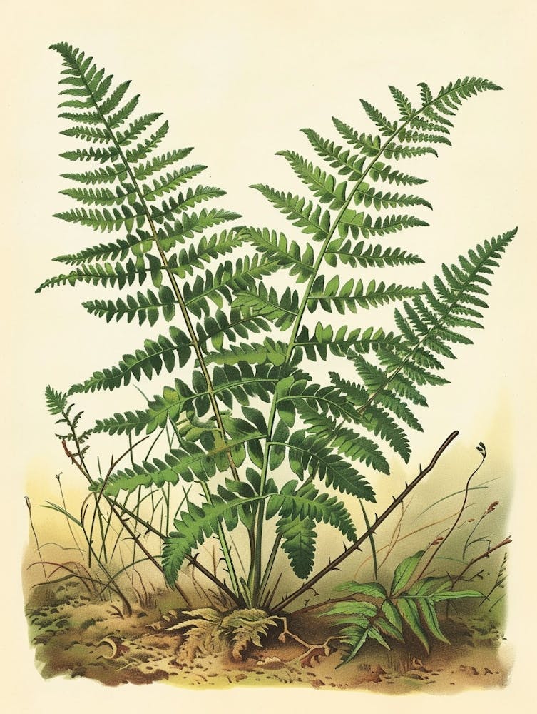Vintage Illustration Hares Foot Fern 1