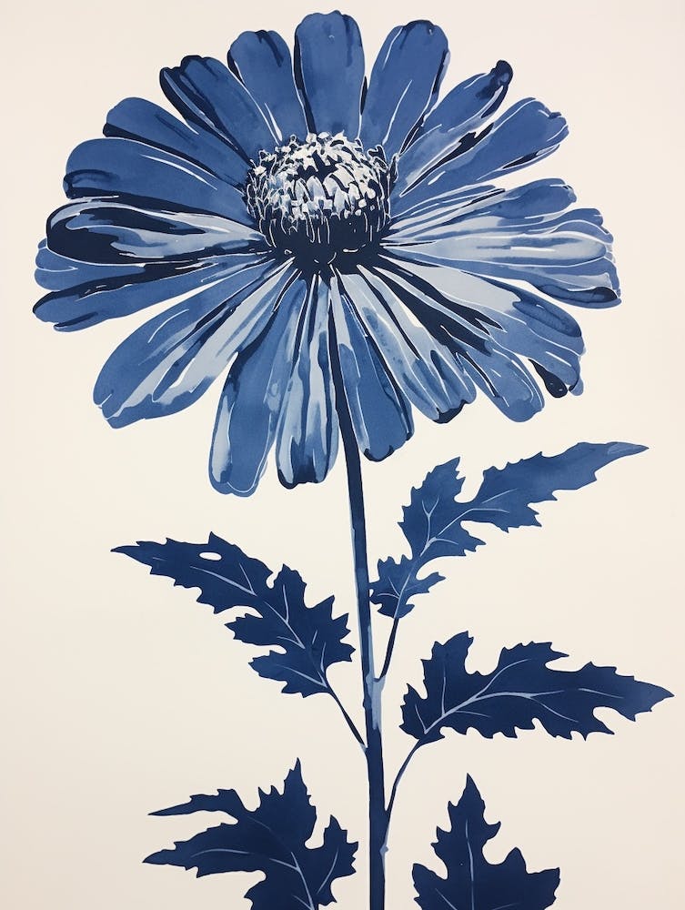 Blue Botanical Chrysanthemum 1